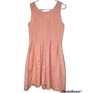 Eva Mendes NY&C Pink Jacquard Sleeveless Fit And Flare Mini Dress Size MD